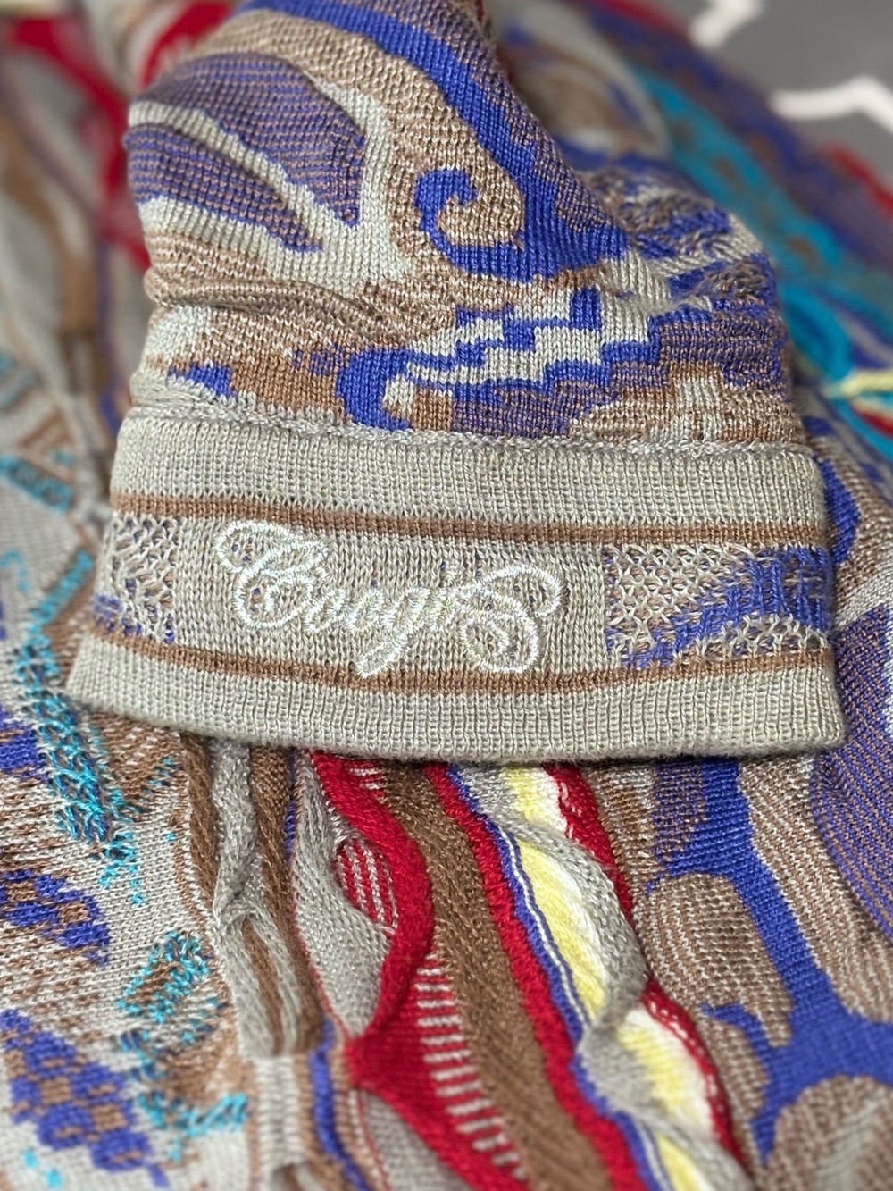 COOGI Australia Mercerized Cotton Textured Knit Sweater Large Blue - Picture 6 of 6
